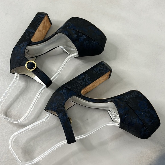 Alexa Chung Platform Mary Jane Heels Tapestry Cut Out Ankle Strap - Picture 7 of 9